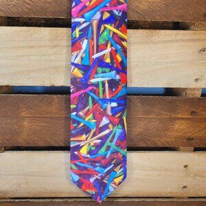 Ralph Marlin "Golf Tees" Colorful Vintage Neck Tie - 1994